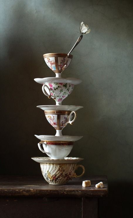 tower of tea cups